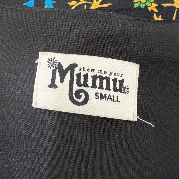 Show Me your Mumu Margot black patterned bell sleeve boho mini dress size small - Picture 7 of 8